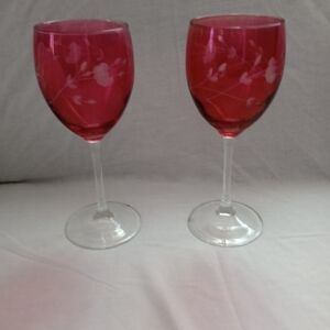 Rare Ruby Red Princess House Heritage 8" Wine/Water Glasses -Set Of 2